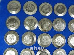 Complete Set of 26 Franklin Mint Sterling Silver Mini. Floral & Alphabet Plates
