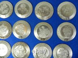 Complete Set of 26 Franklin Mint Sterling Silver Mini. Floral & Alphabet Plates