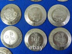 Complete Set of 26 Franklin Mint Sterling Silver Mini. Floral & Alphabet Plates