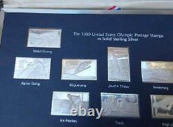 Complete Vintage Franklin Mint 1980 Sterling Silver Olympic Postage Stamps Set