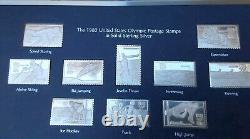 Complete Vintage Franklin Mint 1980 Sterling Silver Olympic Postage Stamps Set