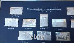 Complete Vintage Franklin Mint 1980 Sterling Silver Olympic Postage Stamps Set