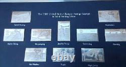 Complete Vintage Franklin Mint 1980 Sterling Silver Olympic Postage Stamps Set