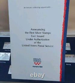 Complete Vintage Franklin Mint 1980 Sterling Silver Olympic Postage Stamps Set