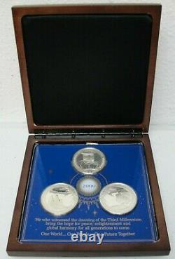 DAWN OF THE NEW MILLENNIUM Eyewitness 3 Medal Set STERLING SILVER In Case