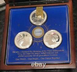 Dawn of the New Millennium Eyewitness 3 Medal Set. 925 Sterling Silver