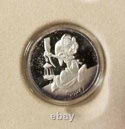 Disney 50th Ann Snow White Seven Dwarf sterling 1oz coin round set Franklin Mint
