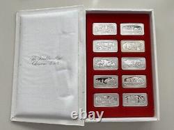Early Christmas Franklin Bars, 9.3 Troy Ounces, Set 10 Sterling Silver. 925