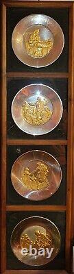 Estate 4 Franklin Mint Solid Sterling Silver/Gold Plates 950 Grams LFHW