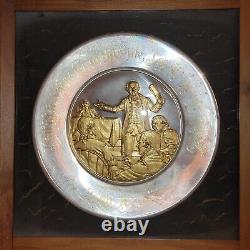 Estate 4 Franklin Mint Solid Sterling Silver/Gold Plates 950 Grams LFHW