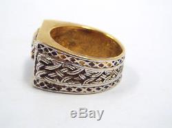 Estate FM Franklin Mint Ornate Sterling Silver Gold Vermeil Onyx Dragon Ring