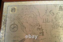 Extremely Rare! Franklin Mint Sterling Silver 925/Gold World Map Old Art Piece