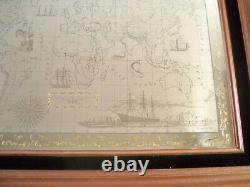 Extremely Rare! Franklin Mint Sterling Silver 925/Gold World Map Old Art Piece