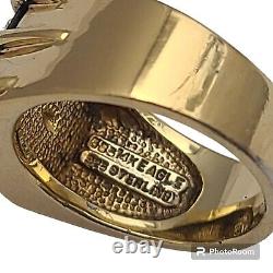 FM FRANKLIN MINT 585 14k GOLD EAGLE Men's Onyx Sterling Silver 925 Ring sz11