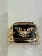 Fm Franklin Mint Sterling Silver & 14k Yellow Gold Eagle Men's Ring Size 11