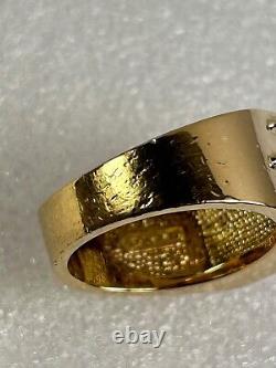 FM Franklin Mint Sterling Silver & 14K Yellow Gold Eagle Men's Ring Size 11