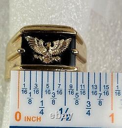 FM Franklin Mint Sterling Silver & 14K Yellow Gold Eagle Men's Ring Size 11