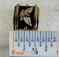 FM Franklin Mint Sterling Silver & 14K Yellow Gold Eagle Men's Ring Size 11