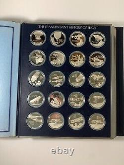 FRANKLIN MINT 100 Sterling Silver Coins HISTORY OF FLIGHT 1st Edn. Proof Set