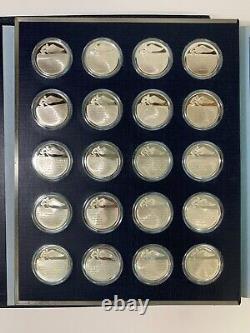 FRANKLIN MINT 100 Sterling Silver Coins HISTORY OF FLIGHT 1st Edn. Proof Set