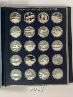 FRANKLIN MINT 100 Sterling Silver Coins HISTORY OF FLIGHT 1st Edn. Proof Set