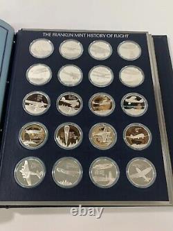 FRANKLIN MINT 100 Sterling Silver Coins HISTORY OF FLIGHT 1st Edn. Proof Set