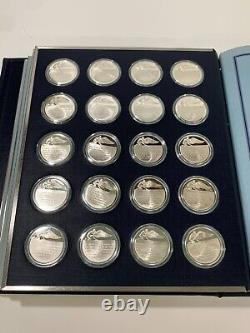 FRANKLIN MINT 100 Sterling Silver Coins HISTORY OF FLIGHT 1st Edn. Proof Set