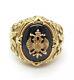 Franklin Mint 10k Gold Sterling Silver Vintage Black Onyx Eagle Ring Size 10