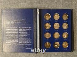 FRANKLIN MINT 1970 AMERICA IN SPACE 1st ED. STERLING SILVER PROOF 24 MEDAL SET