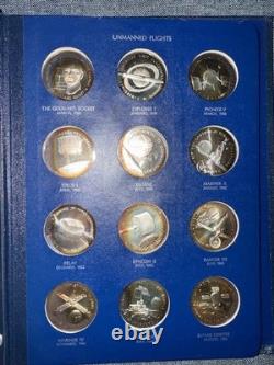 FRANKLIN MINT 1970 AMERICA IN SPACE 1st ED. STERLING SILVER PROOF 24 MEDAL SET