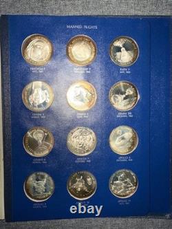 FRANKLIN MINT 1970 AMERICA IN SPACE 1st ED. STERLING SILVER PROOF 24 MEDAL SET