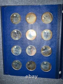 FRANKLIN MINT 1970 AMERICA IN SPACE 1st ED. STERLING SILVER PROOF 24 MEDAL SET