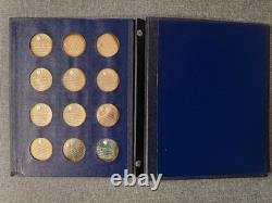 FRANKLIN MINT 1970 AMERICA IN SPACE 1st ED. STERLING SILVER PROOF 24 MEDAL SET