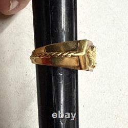 FRANKLIN MINT 925 Sterling/10K Gold Eagle Diamond Red Jasper Ring Sz 10.5