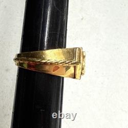 FRANKLIN MINT 925 Sterling/10K Gold Eagle Diamond Red Jasper Ring Sz 10.5