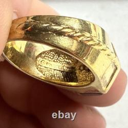 FRANKLIN MINT 925 Sterling/10K Gold Eagle Diamond Red Jasper Ring Sz 10.5