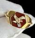 Franklin Mint 925 Sterling/10k Gold Eagle Vintage Diamond Red Jasper Ring Sz 11