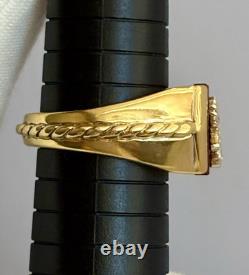 FRANKLIN MINT 925 Sterling/10K Gold Eagle Vintage Diamond Red Jasper Ring Sz 11