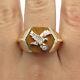 Franklin Mint 925 Sterling/10k Gold Eagle Vintage Diamond Tiger Eye Ring Size 10