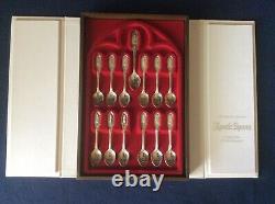 FRANKLIN MINT APOSTLES SPOONS Set of 13 withcase Sterling Silver saint