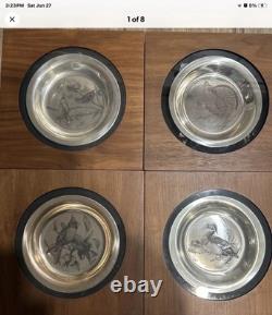 FRANKLIN MINT Audubon STERLING SILVER BIRD PLATES Set Of 4. EST. 25 oz Or 1.5 Lb