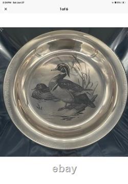 FRANKLIN MINT Audubon STERLING SILVER BIRD PLATES Set Of 4. EST. 25 oz Or 1.5 Lb