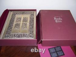 FRANKLIN MINT Library KING JAMES BIBLE with SILVER COVERS -Queen Mary Psalter