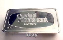 FRANKLIN MINT Maryland National Bank Baltimore 2oz+ Sterling Silver Ingot Bar