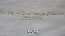 FRANKLIN MINT SILVER OFFICIAL DUCK STAMPS OF AMERICA 24 Kt GOLD ON STELING SILVE