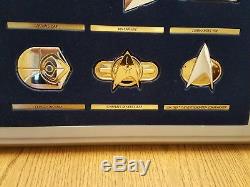 FRANKLIN MINT STAR TREK INSIGNIAS STERLING SILVER & GOLD PLATED With DISPLAY CASE