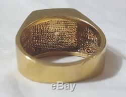 FRANKLIN MINT STERLING SILVER 14K GOLD EAGLE ONYX MENS RING SIZE 11.5 15 Grams