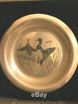 FRANKLIN MINT STERLING SILVER COLLECTOR BIRD PLATE Mallards 1972