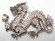 Franklin Mint Sterling Silver Dragon Brooch +coa Sparkling Dazzle + Ruby & Pearl