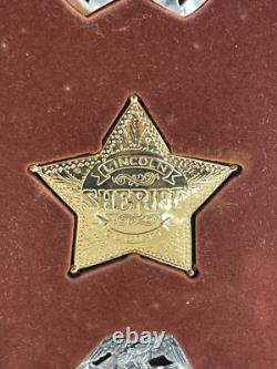 FRANKLIN MINT STERLING SILVER WESTERN LAWMAN BADGE SET With DISPLAY CASE
